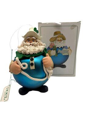 Dept 56 Western Cowboy Santa Noel Ornament blown glass round belly